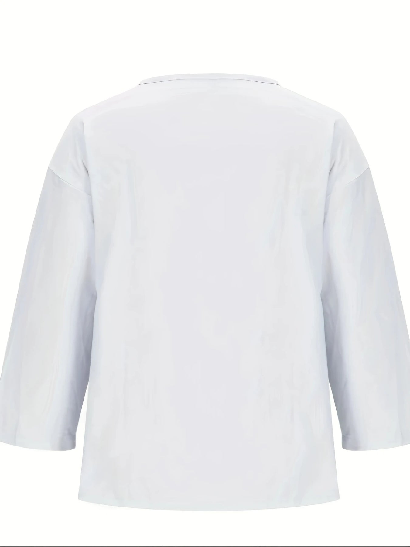 V-Neck Button-Up Solid Color Short Sleeve Loose Fit Short Sleeve Shirt