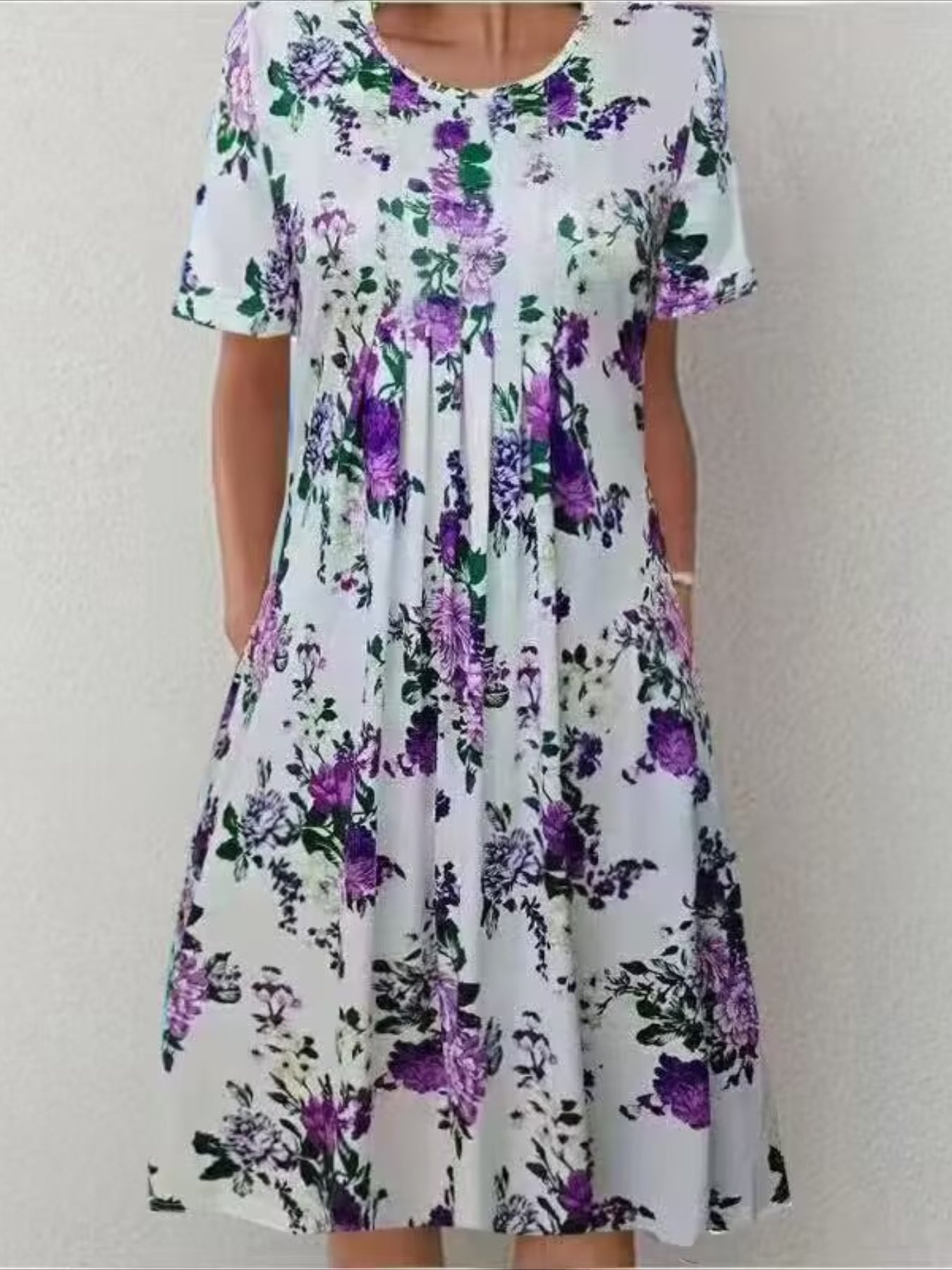 Casual Vacation Commute Floral Print Round Neck Short Sleeve Dress