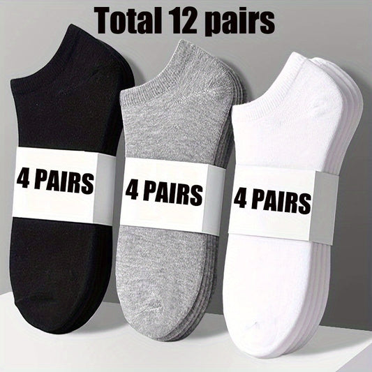 5/10/12 Pairs Comfy Ankle Socks, Solid Color Ankle Sock Pack