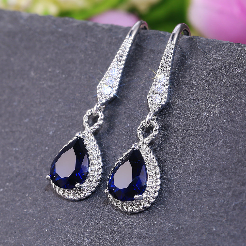 Beautiful and Unique Sapphire Zirconia Women's Earrings