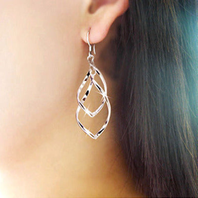 Super Shiny Alloy Twisted Diamond Multi-layer Earrings