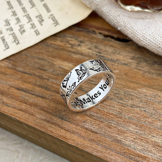 Used Vintage Engraved Butterfly Ring