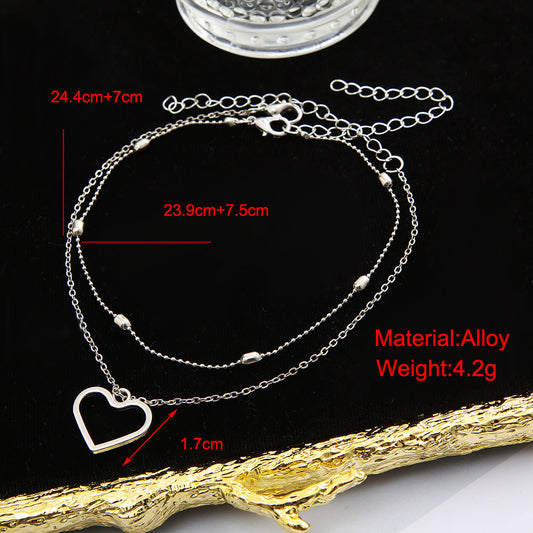 Free Gift Hollow love beach double anklet