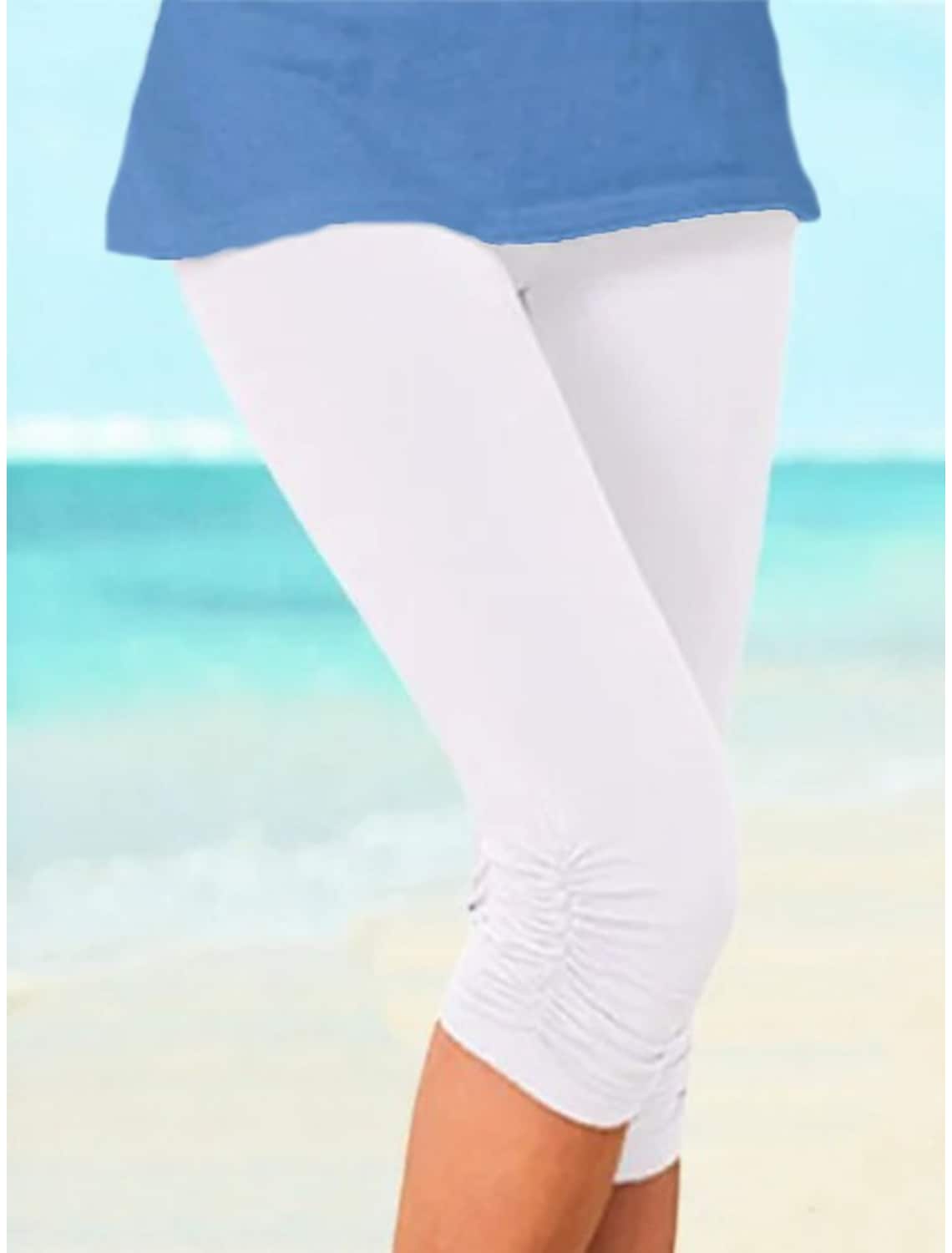 Women's Fashion Capri shorts Calf-Length Stretchy Plain Tummy Control